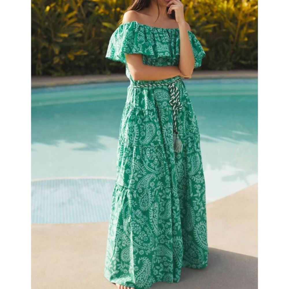 NWT! ANTHROPOLOGIE Ro's Garden Hannah‎ Off-The-Shoulder Dress L